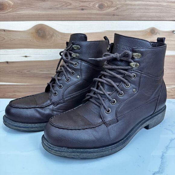 Guess‎ Men's Laces Up Ankle Brown Boots Shoes Size 9 - Picture 1 of 8